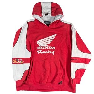 Honda Racing Woody Woodpecker Hoodie Men XL Red Embroidered Pullover Vintage